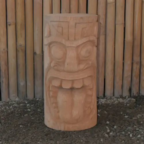 Product image of the product “Tiki Statue Polynesia style. From coconut palm 50cm. Approx. 22-24cm dia. Model 2 - Tongue outstretched ”